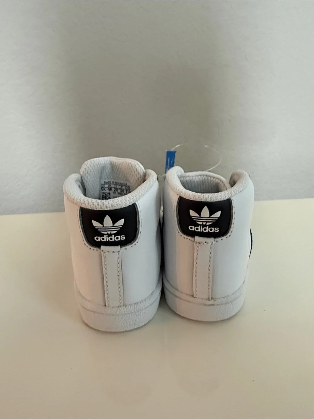 adidas Kids White & Black Shell-Toe High-Top Sneakers